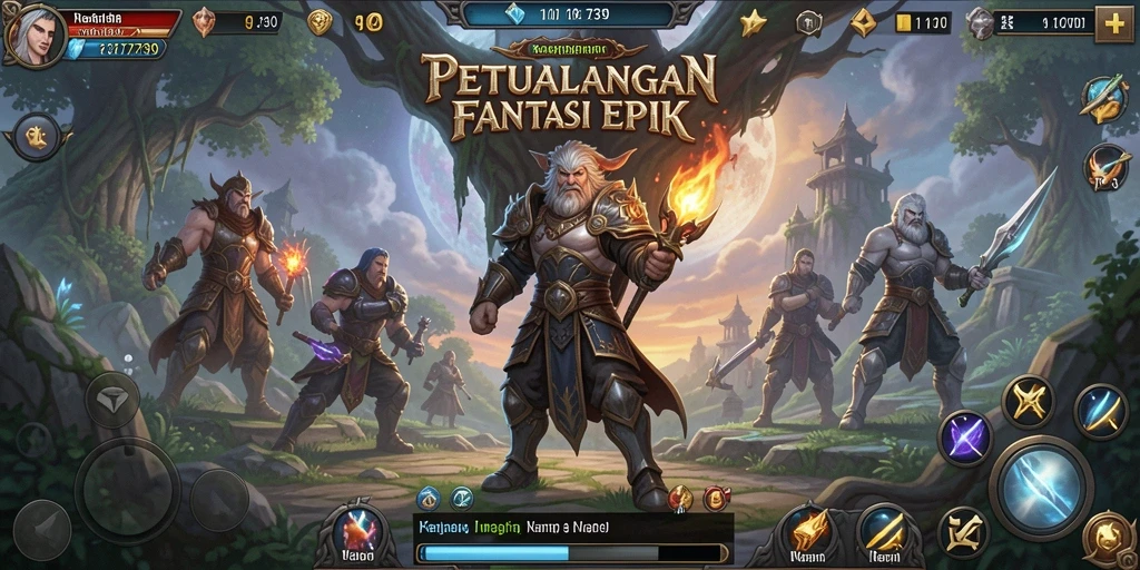 Gameplay epik dengan karakter dan pertarungan menarik.