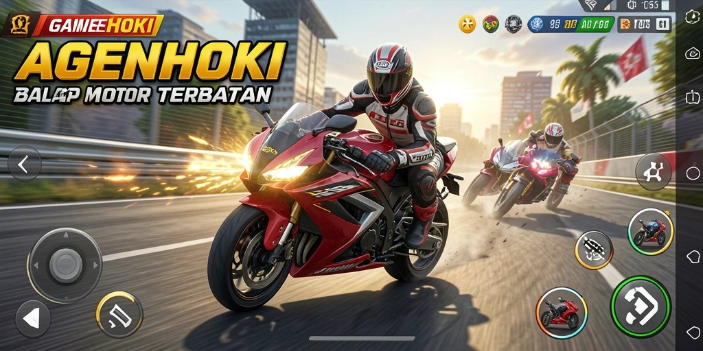 Gameplay AGENHOKI yang menegangkan dan kompetitif saat balapan.