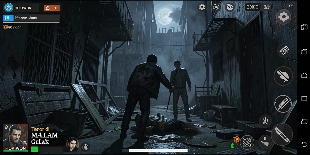 Tangkapan layar HOKIWON menampilkan suasana gameplay menakutkan dan mendebarkan.