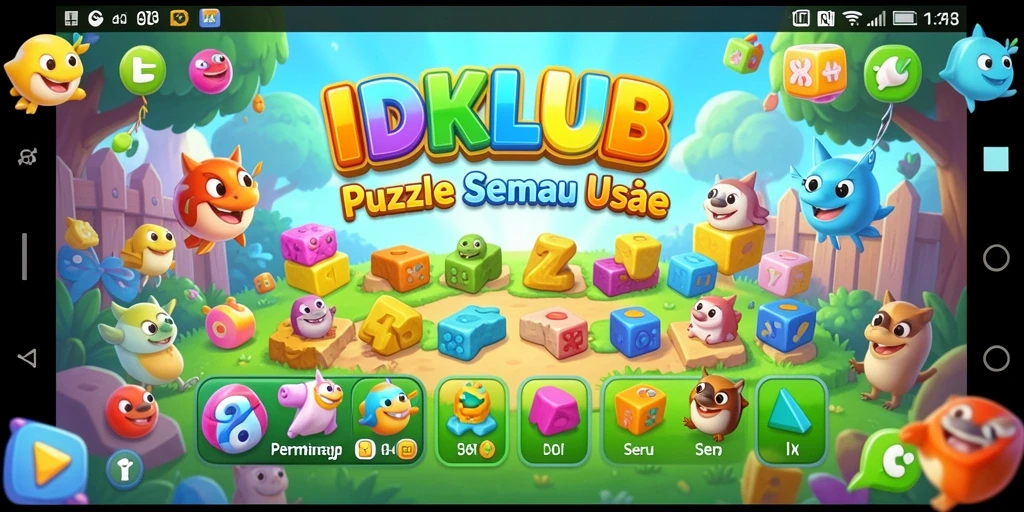 Tampilan permainan Puzzle yang menantang dan penuh warna dalam IDKLUB.