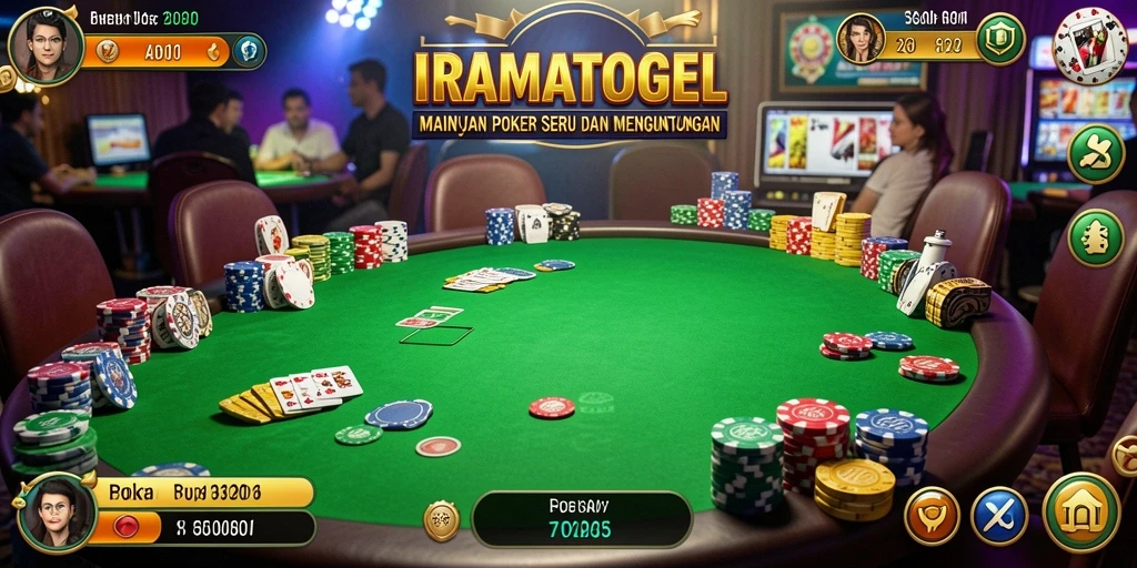Tampilan gameplay IRAMATOGEL menunjukkan suasana seru permainan Poker.
