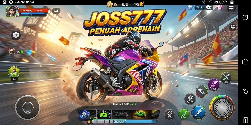 Tampilan gameplay JOSS777 dengan balap motor yang seru dan menegangkan.