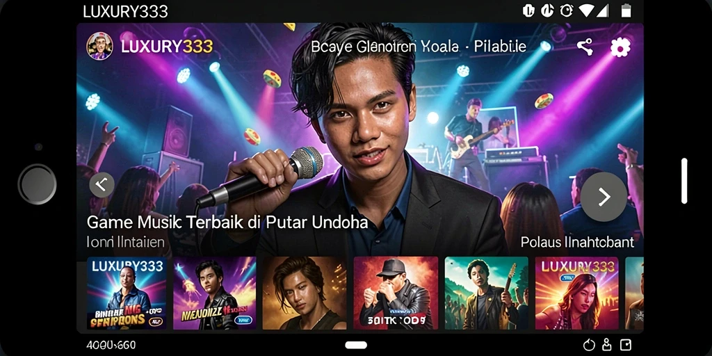 Tampilan gameplay LUXURY333 yang penuh energi dan interaksi musik.