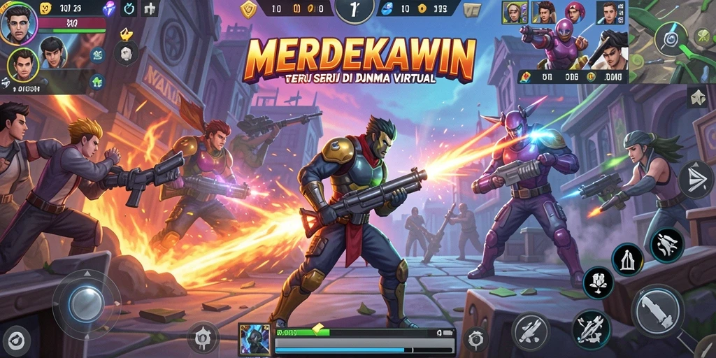 Tampilkan aksi menarik dari gameplay pertarungan di MERDEKAWIN.
