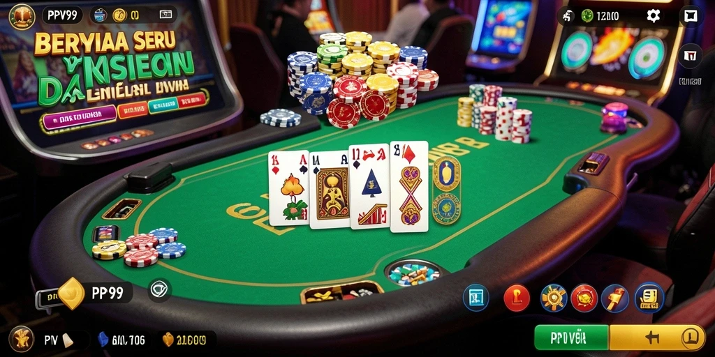 Screenshot gameplay PPV99 menampilkan suasana kasino yang mendebarkan.