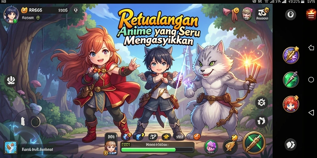 Tangkapan layar gameplay RR666 menunjukkan karakter anime yang penuh aksi.