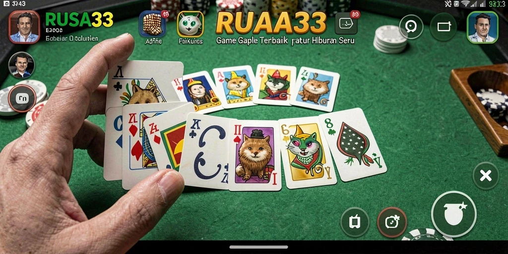 Tangkapan layar RUSA33 menampilkan gameplay seru Gaple dengan teman.