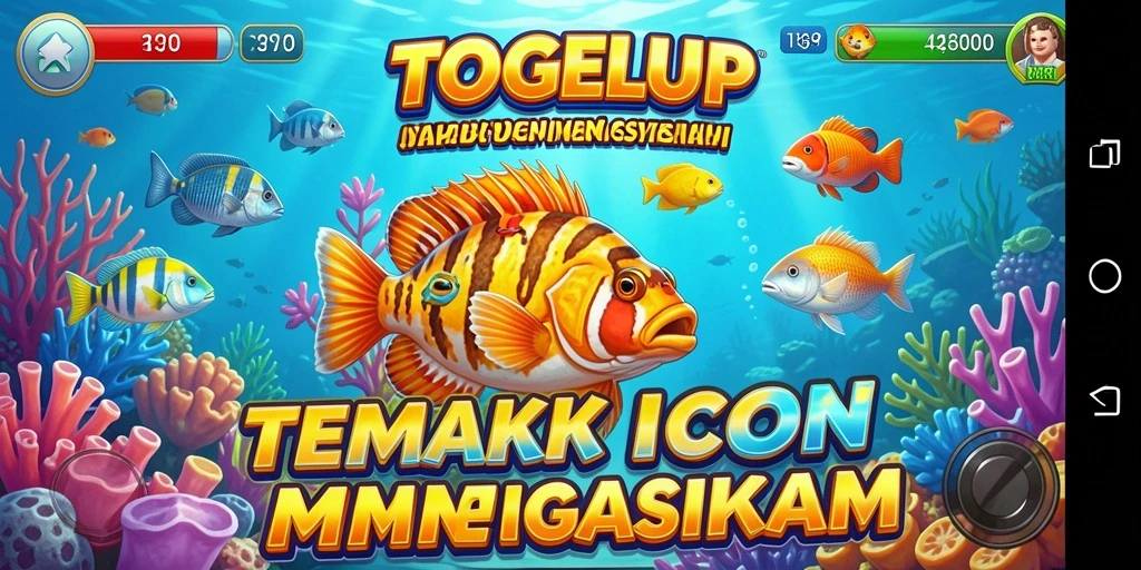 Tampilan gameplay TOGELUP dengan beragam ikan dan senjata